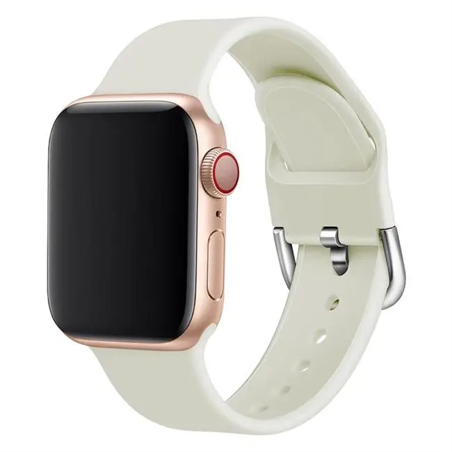 Antique white Силиконовый ремешок для apple watch 44 мм 38 мм iwatch 42 мм 40 мм correa pulseira apple watch 5 4 3 2 1 браслет для часов 44 - Цвет ремешка: Antique white