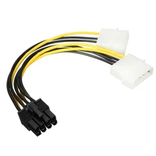 

10pcs 18cm 8Pin To Dual 4Pin Video Card Power Cord Y Shape 8 Pin PCI Express To Dual 4 Pin Molex Graphics Card 180W Power Cable
