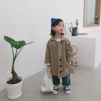 

Autumn Korean-Style Children's Trench Coat Small Boys British-Style Mid-length Coat Jacket