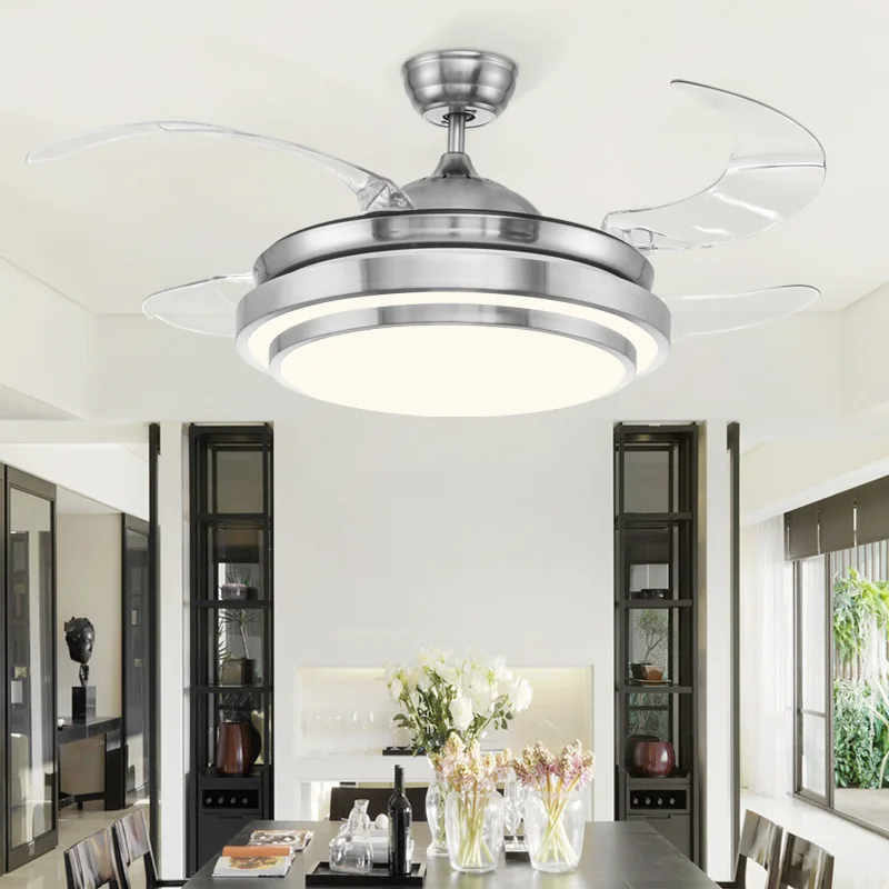 

Hidden Fan Lights Living Room Bedroom Ceiling Fan Light Restaurant Minimalist Modern Home with LED Electric Fan Chandelier Frequ