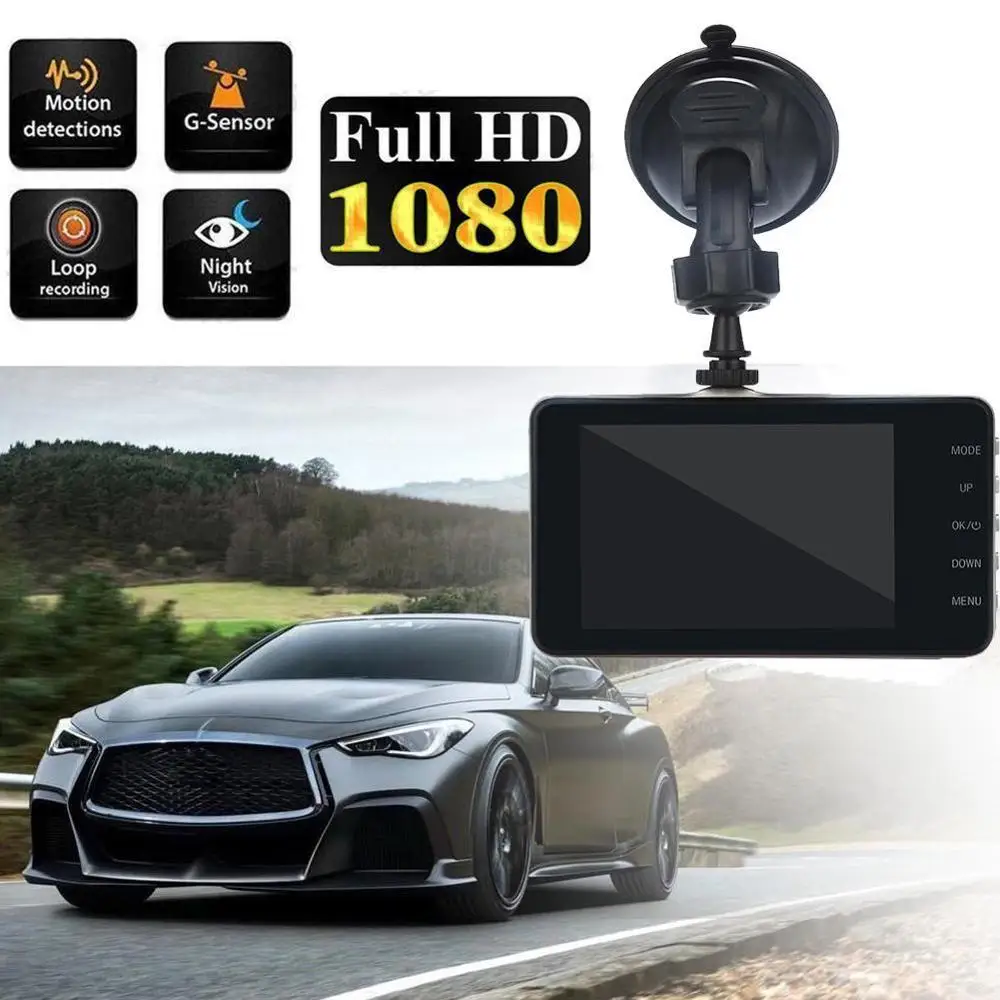 

C S Type Driving Recorder LCD IPS Dual Lens Car Dash Cam FHD 1080P Dashboard Camera Driving DVR