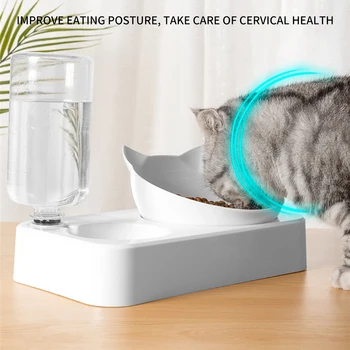 

Creative Non-slip Automatic Water Refilling Double Cat Bowl Pet Neck Protector Pet Food And Water Bowl For Cat Dog Feeders Bowl