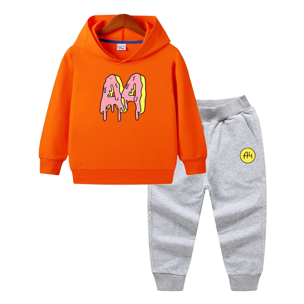 Hoodie Pants Suit Summer A4 Merch Child Donuts print Boy Girl Sweatshirt Tops Merch A4 Casual Quality kids Baby Clothing kids hoodie sweatshirts