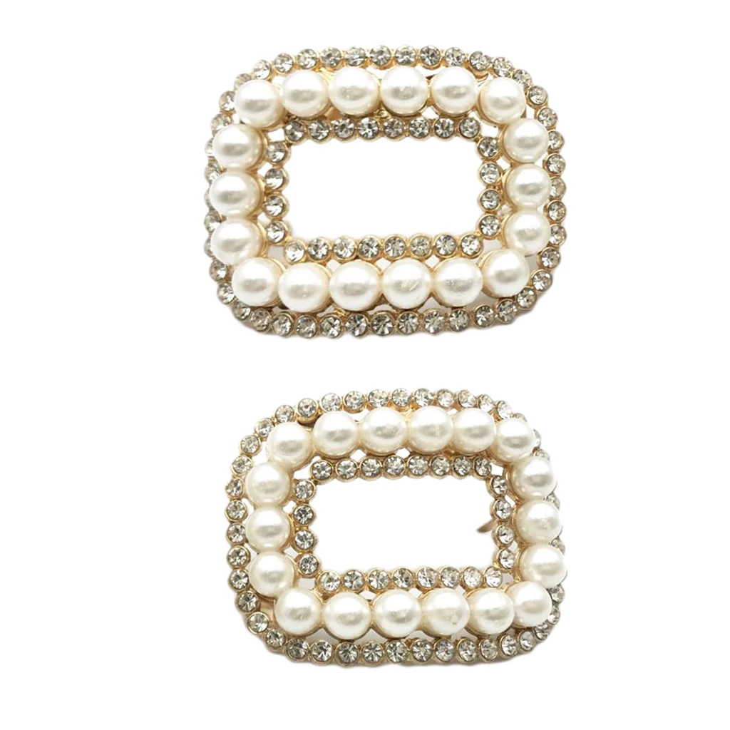 1 Pair Faux Pearl Shoe Buckle Shoe Clips For Wedding Party Shoe Decoration