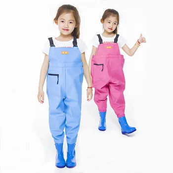 

Children's Outdoor Water Play Siamese Water Pants Catch Fish Beach Rain Pants Waterproof Clothes Water Boots Rain Boots