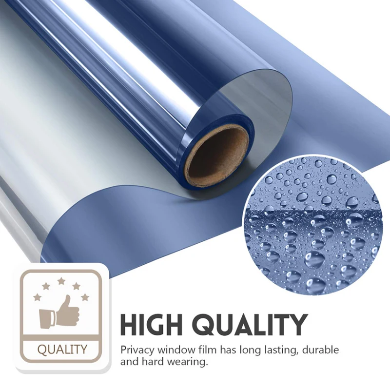 40/50/60/cm Window Film Privacy Decorative Film For Home Office Heat Block UV Protect Blue Silver Window Glass Sticker