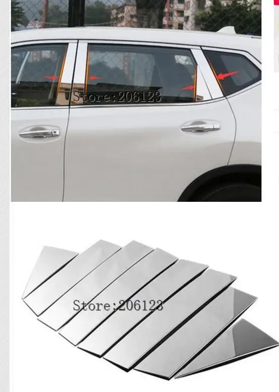 

For Nissan X-Trail Rogue 2014 2015 2016 2017 2018 Stainless Steel Auto Window Center Middle Pillar Frame Trim 6pcs/set Car