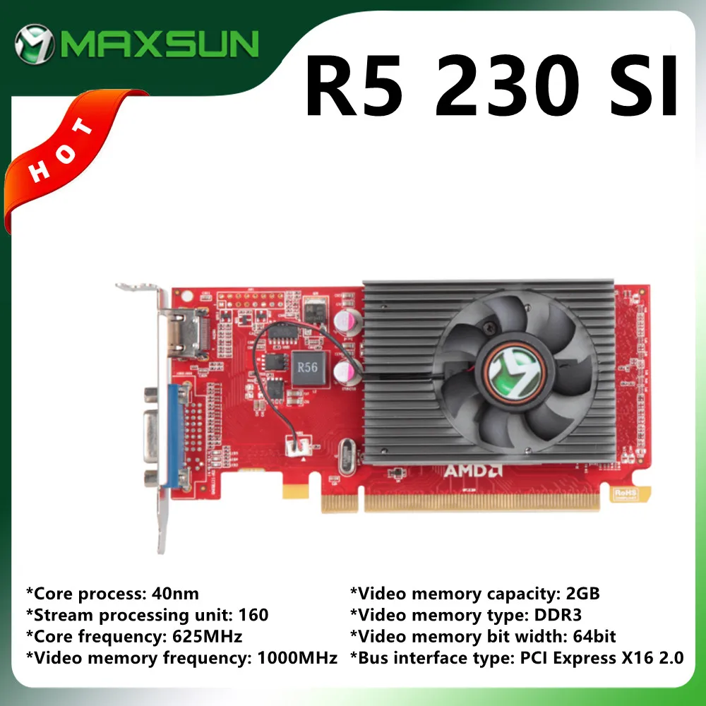 Maxsun Full New Desktop Amd R5 230 Si 2gb Gddr3 Graphics Cards 64bit Pci Express X16 2 0 Vga Pc Computer Games Video Card Graphics Cards Aliexpress