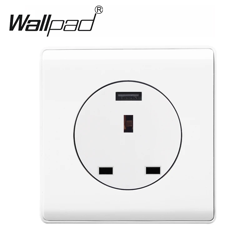Wallpad Пластик один 13A BS UK стенная электрическая розетка Мощность розетки с 2.1A USB