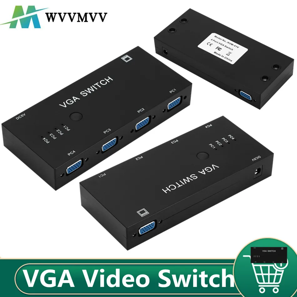 Коммутатор VGA 4 в 1 выключатель для видеосигнала HD усилитель сигнала разветвитель