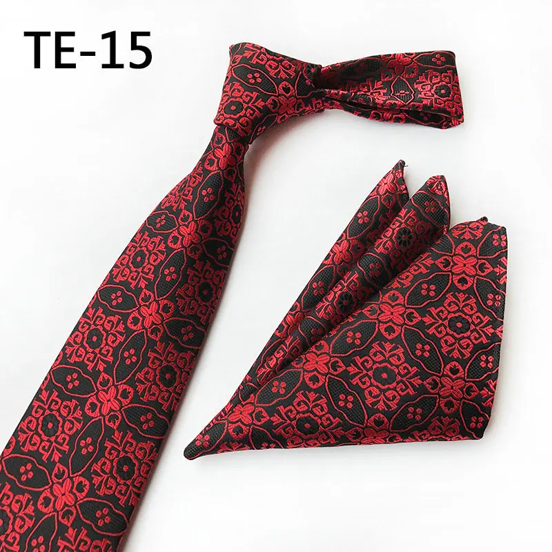 Necktie Set Британский мужской цветочный клетчатый жаккардовый галстук с узором пейсли на шею, Официальный галстук для жениха, свадебный подарок, галстук, платок, карманный квадратный набор - Цвет: Necktie Set