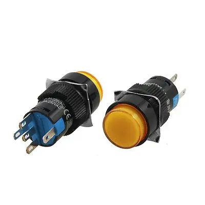 

5 Pcs Orange Round AC 220V Light Latching SPDT AC 250V 5A Push Button Switch