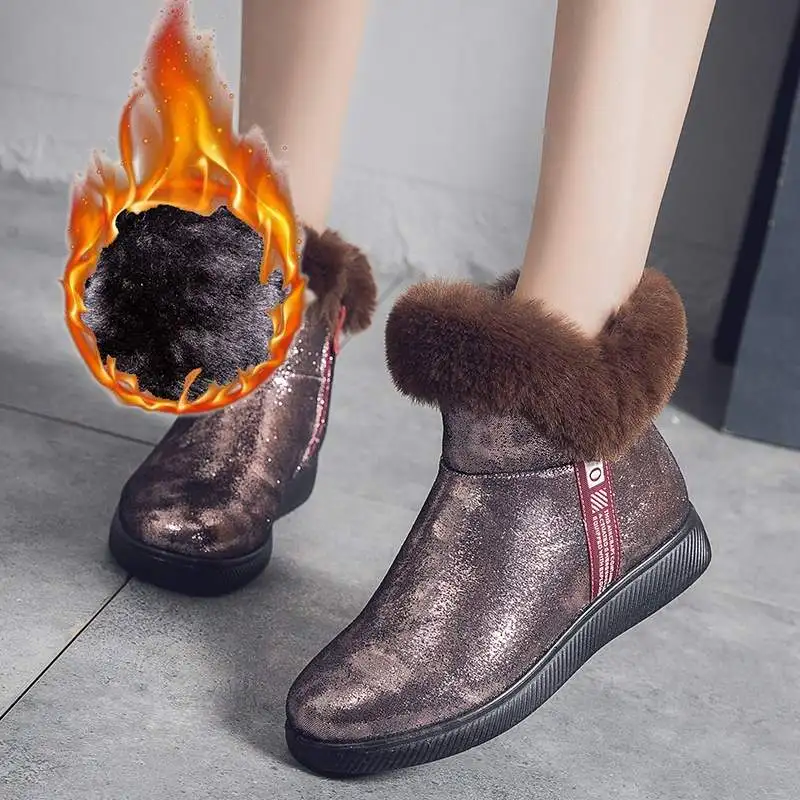 Winter New Women's Boots Sequins Snow Boots Women's Warm Thick Bottom Boots Plus Velvet Cotton Shoes Large Size Women's Shoes