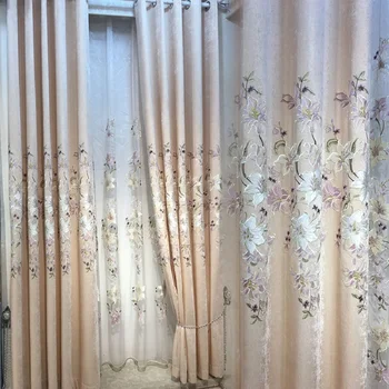 

Modern Minimalist Chenille Velvet Embroidered Curtains Window Screen for Luxury Living Room Bedroom Den Embroidered Curtains