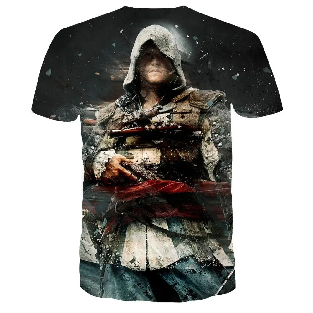 Летняя новая Готическая футболка Assassin's Creed 3D Футболка с принтом Мужская модная повседневная одежда футболка с 3D рисунком