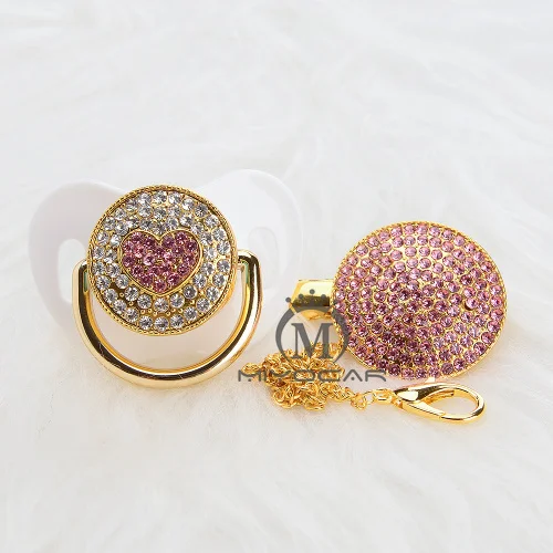 BLING Золотой Серебряный Розовый успокоитель в форме сердечка и соски клип уникальный дизайн для ребенка SGS сертификат Безопасный и уникальный AH - Цвет: AH-2   0-6M