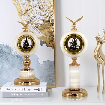 

European Luxury Clocks And Clocks American Style Retro Creative Office Kirsite Table Clock Home Bedroom Decoration