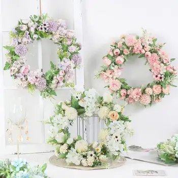 

1pc Artificial Flower Wreath Door Garland DIY Wedding Party Hanging Home Wall Garden Decor Home Decoration