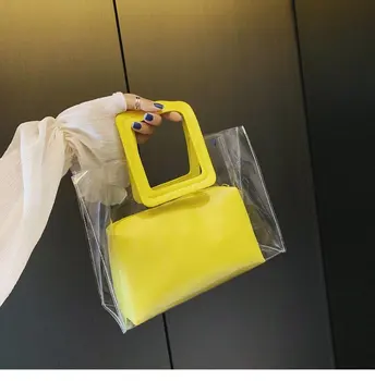 

Spring New Ladies Shoulder Bag Transparent Bags Female Mobile Phone Bag Bucket Female Bag