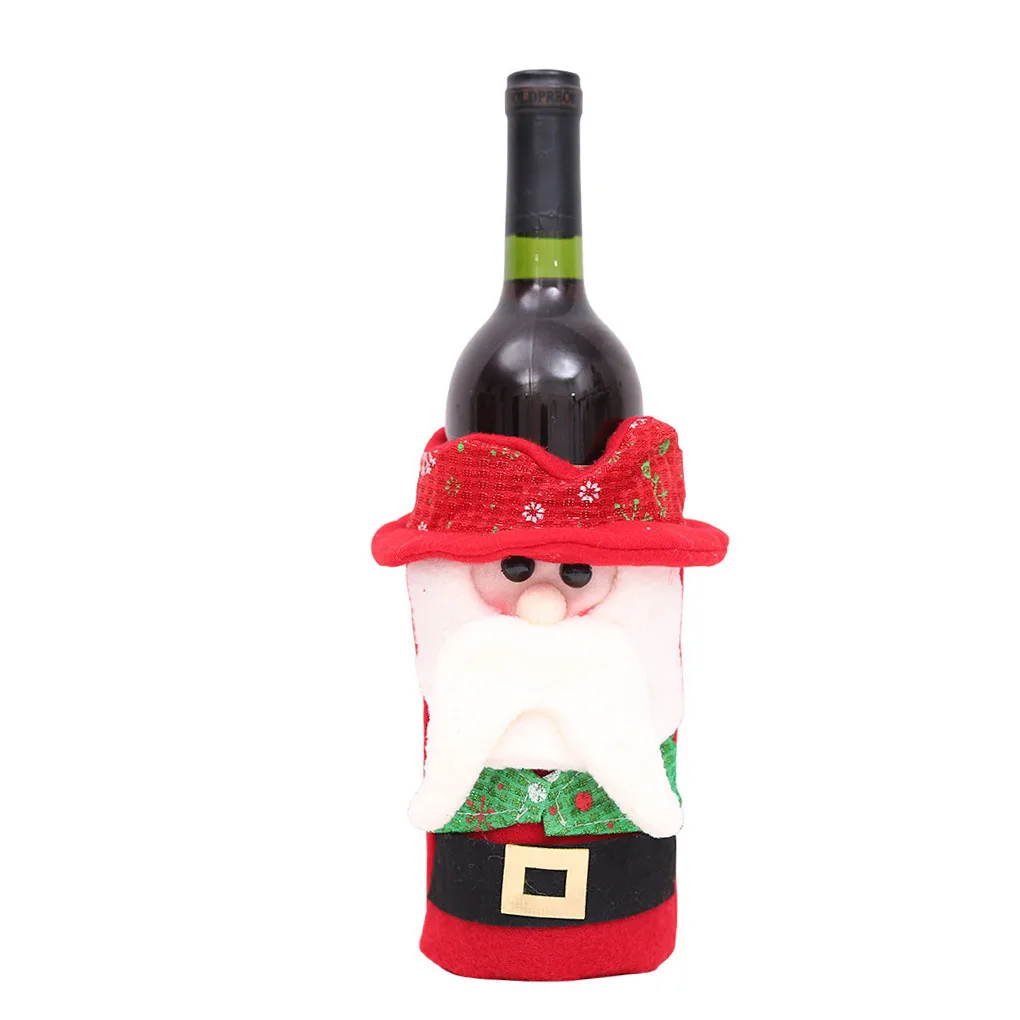 Санта Клаус угол бутылки вина мешок шнурок Рождество шампанское крышка льняная ткань Рождество украшения подарочная упаковка мешок - Цвет: NO.9