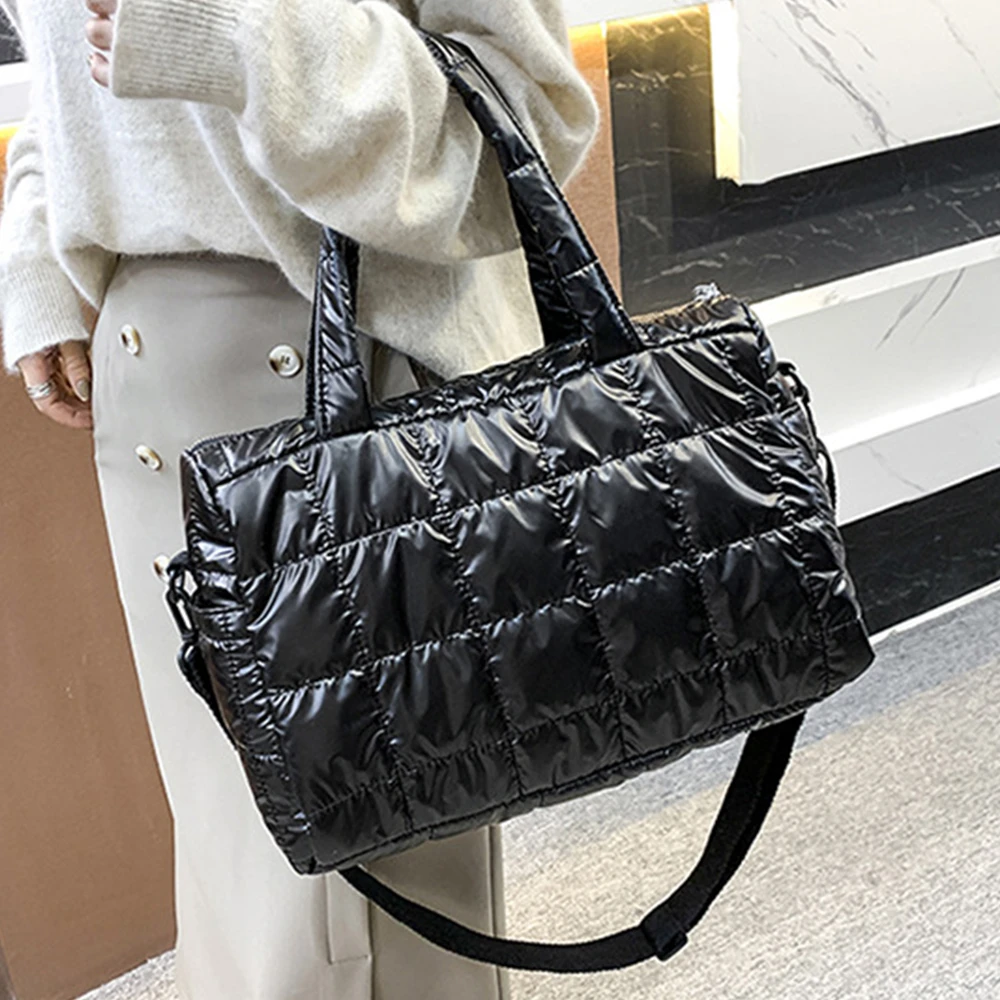 Bolso hombro acolchado mujer, bolsa de hombro de algodón con espacial, de diseñador, cruzado, de nailon, para invierno|Bolsos de hombro| AliExpress