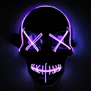 

Mascara Led Mask Halloween Scary Cosplay Terror Skull Mask Light Up Neon EL Wire Carnival Mask Adult Party Costume Glow In Dark