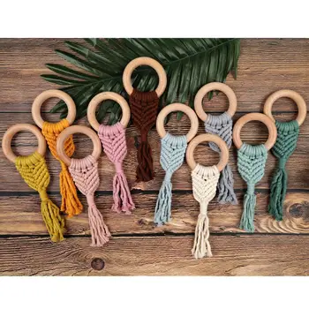

Organic Wooden Teether Baby Teething Ring Nursing Beech Teether Baby Sensory Toy
