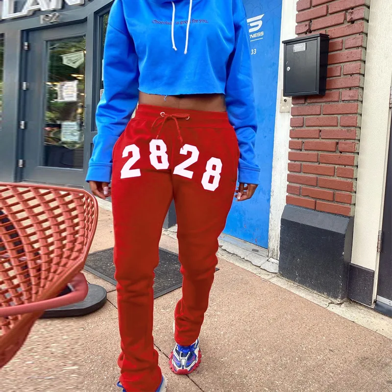 

NCLAGEN Digital Letter Print Women Casual Drawstring Pants Streetwear Fitness Matching Trousers Mujer Sudadera Sweatpant Capris