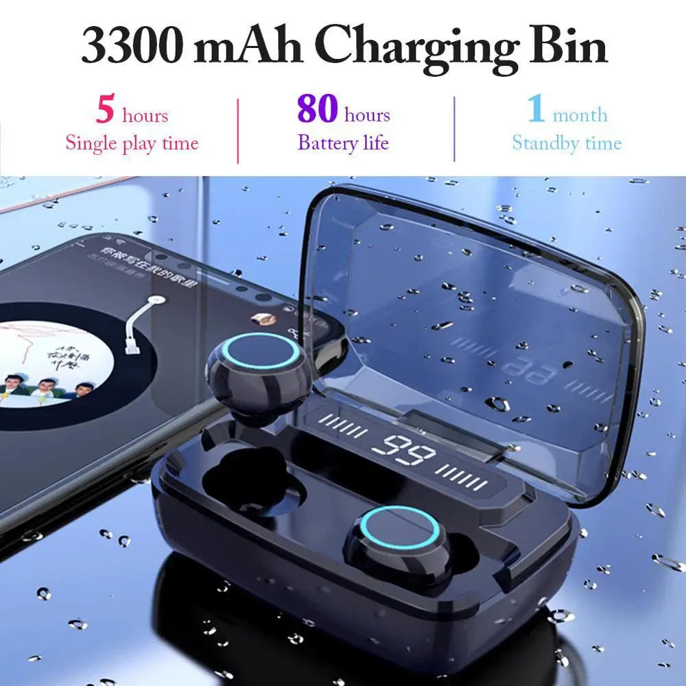 TWS Wireless Headphones Bluetooth 5 0 earphone Touch Control HiFi IPX7 Waterproof Sports Headset earbuds HIFI With Charging Box