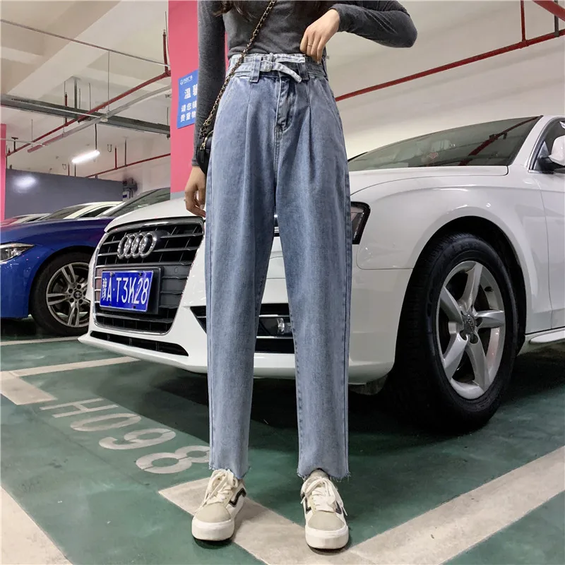 S-xl весенне-осенние джинсы в Корейском стиле с высокой талией женские повседневные Прямые винтажные джинсы женские джинсы для мам(Z8670