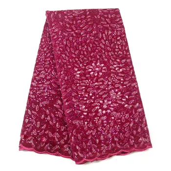 

NIAI French Net Lace Fabric With Sequins Velvet Fabric Nigerian Velvet Lace Fabric Embroiderey Colorful For Wedding XY3302B-1