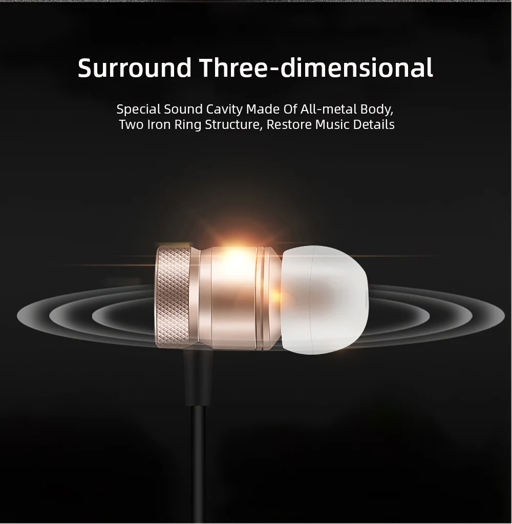 Earphone Wire Metal In Ear Headset Subwoofer Sound For iPhone 6 6s Plus Mobile Computer Water Resistant General Silicone Earbuds