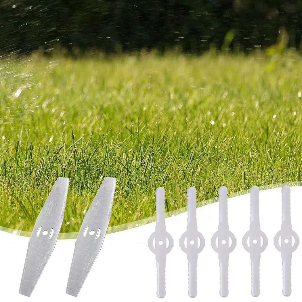 hedge trimmers for sale 5pcs Plastic Grass Trimmer Blades+2pcs Stainless Steel Blade Replace For Lawn Mower Trimmers Lawn Mower Knives Garden Tool best professional long reach hedge trimmer