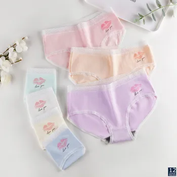 

12 Pcs/lot Wholesale Breathable Underpants Women Underwear Mid-Rise Lace Girls Ladies Panties Lingerie Sexy Briefs yzt W-3