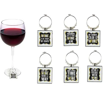 

Funny Art Quote Wine Charm Words Label Champagne Wine Bar Glass Marker Accessories Gift Idea for Birthday Party Event Engagement