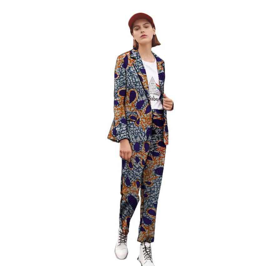 9 Fashion African print women blazer with pant suit elegant African suit dashiki Ankara outfits custom made for ladies - Цвет: 9