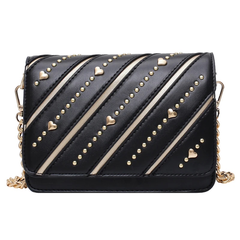 

iVog New Arrival Everyday Ladies Small Crossbody Messenger Handbag Black gg Chain PU Hand Bags for Women 2019