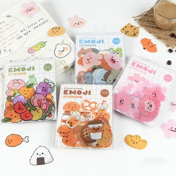 

20pcs/Pack Cute Bread SAKURA Fruit Animal Expression Adhensive Decorative Sticker Stick Label Computer Decor Stationery Kid Gift