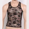 Men Lingerie Sissy tank top See Through Sheer U Neck Sleeveless Stretchy Floral Lace Muscle Fitted T-Shirt Undershirt Tank Top ► Photo 2/6