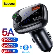 Baseus fm transmissor carregador de carro para o telefone qc 4.0 3.0 pd3.0 bluetooth 5.0 carro kit áudio mp3 player 36w carro de carregamento rápido-harger