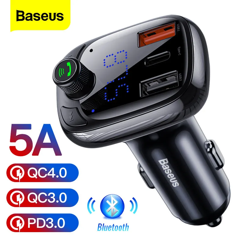 Автомобильное зарядное устройство Baseus FM передатчик для телефона QC 4 0 3 PD3.0 Bluetooth 5