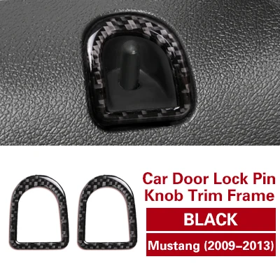 Black TPIC для Ford Mustang 2009-2013 наклейки из углеродного волокна автомобильный фиксатор замка двери Кнопка рамка-накладка крышка отделка автомобиля Стайлинг Аксессуары - Название цвета: Black