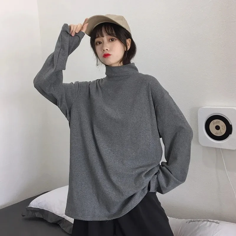 2021 Autumn Women Pullover Tops Female Knitted Sweaters Solid Concise Turtleneck Elasticity Elegant Office Lady Casual All Match summer crop top