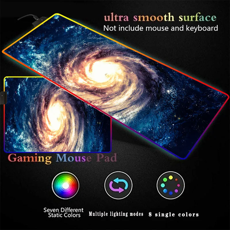 

Fantasy Spiral Nebula Gaming Illumination Large MousePad Locking Edge Rubber Mouse Pad LED Light Mousepad RGB Desk Mat for CSGO