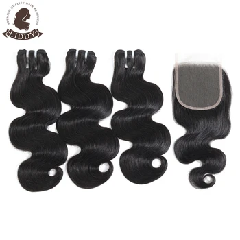 

Liddy Body Wave Bundles With Closure Natural Color Brazilian Hair Weaves Double Drawn Virgin Human Hair 3 Bundles With Closure