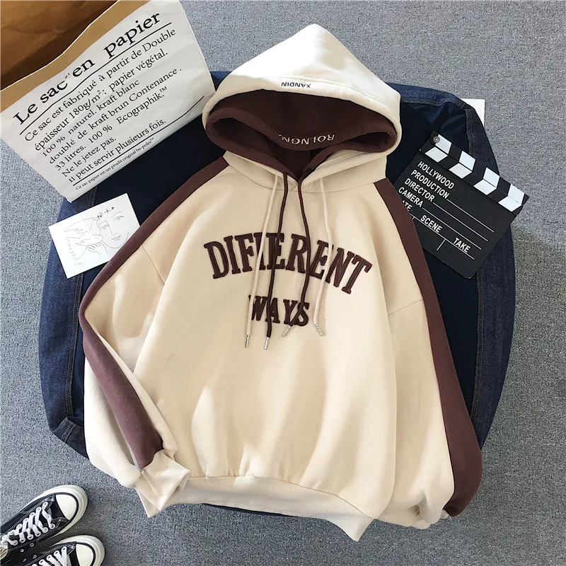 Женская толстовка с капюшоном, ulzzang Harajuku, шикарная, с надписью, зимняя, новая, корейская мода, свободная, плюс бархат, толстая, повседневная, Женская толстовка