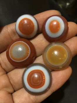 

AA Just for One Treasure Magic Power LKbrother High Energy Power Tibetan Oily Agate Colorful Coin Shape Goat Eye dZi Bead Amulet