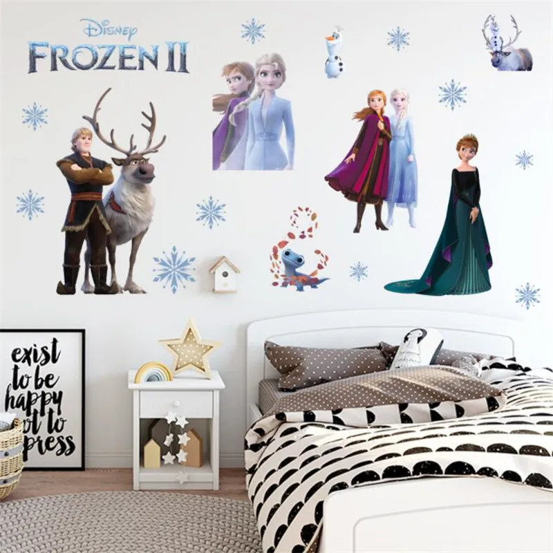 Frozen Anna Elsa Wall Stickers For Kids Room  Bedroom DIY Wall Decoration  stickers  3D Princess Anna Movie Posters