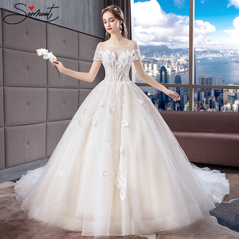 SERMENT роскошное кружевное свадебное платье с листьями лотоса, белое стильное вышитое цветочное кружевное платье на шнуровке, подходит для беременных женщин
