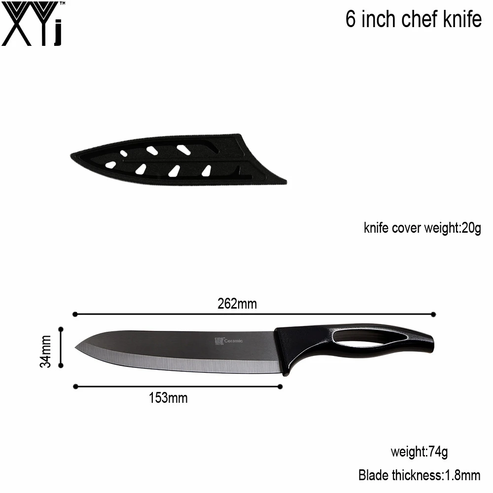 Высокая Класс ABS+ TPR черная ручка с чёрным лезвием, Керамика Ножи 6 дюймов шеф-повара Ножи с черной крышкой XYj бренд Кухня Ножи новое поступление